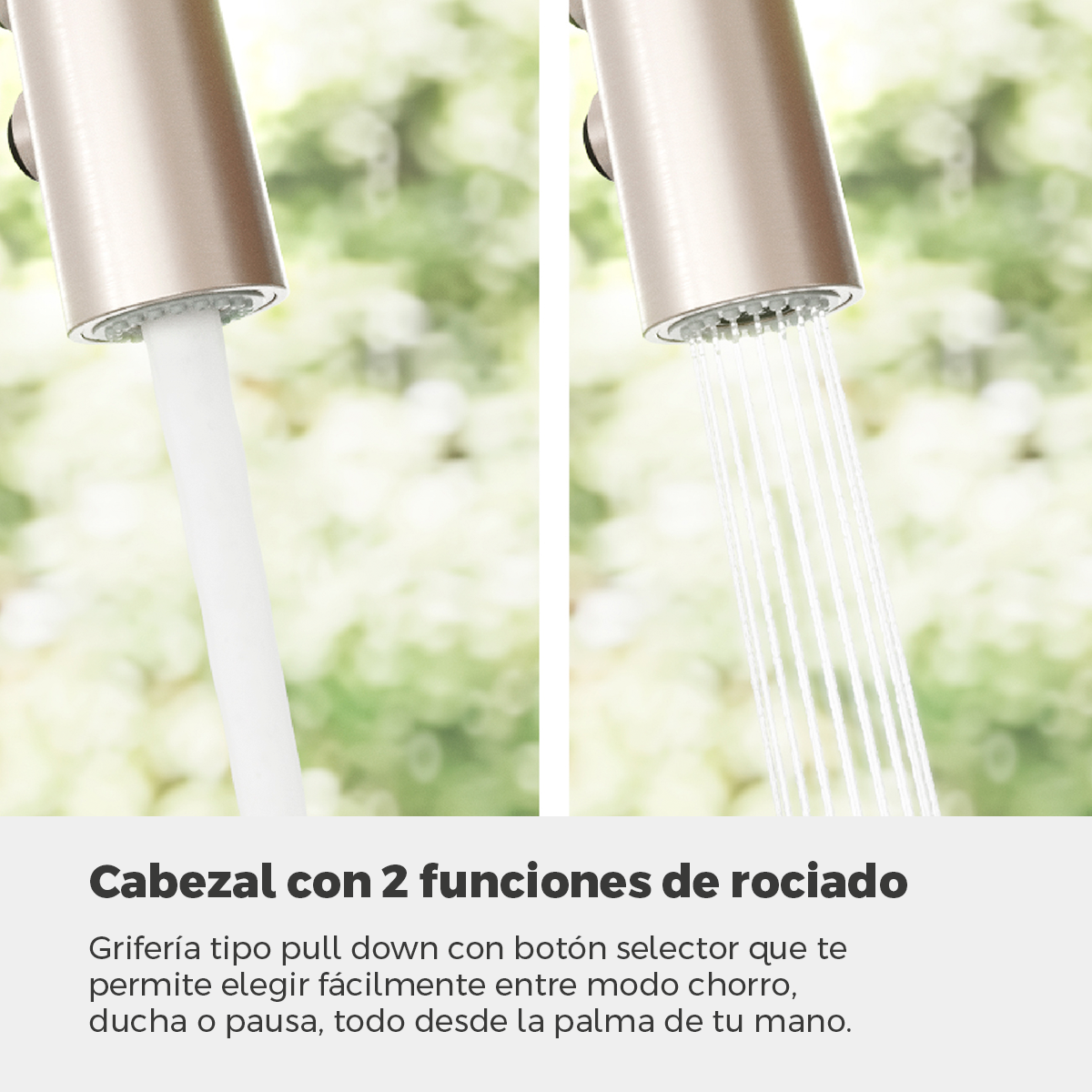 Grifería de Cocina Neera con Cabezal Extraíble en Negro Mate