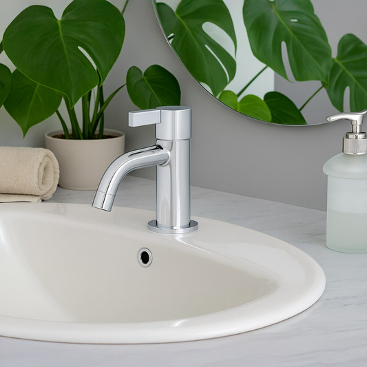 Grifería Agua Fria para Lavamanos Quadrado Cromo Pulido