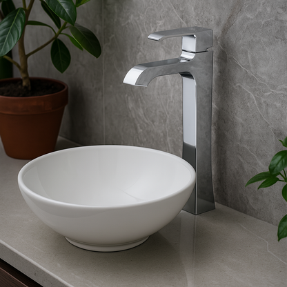 Grifería Mezcladora para Lavamanos Alto Bacci Cromo Pulido