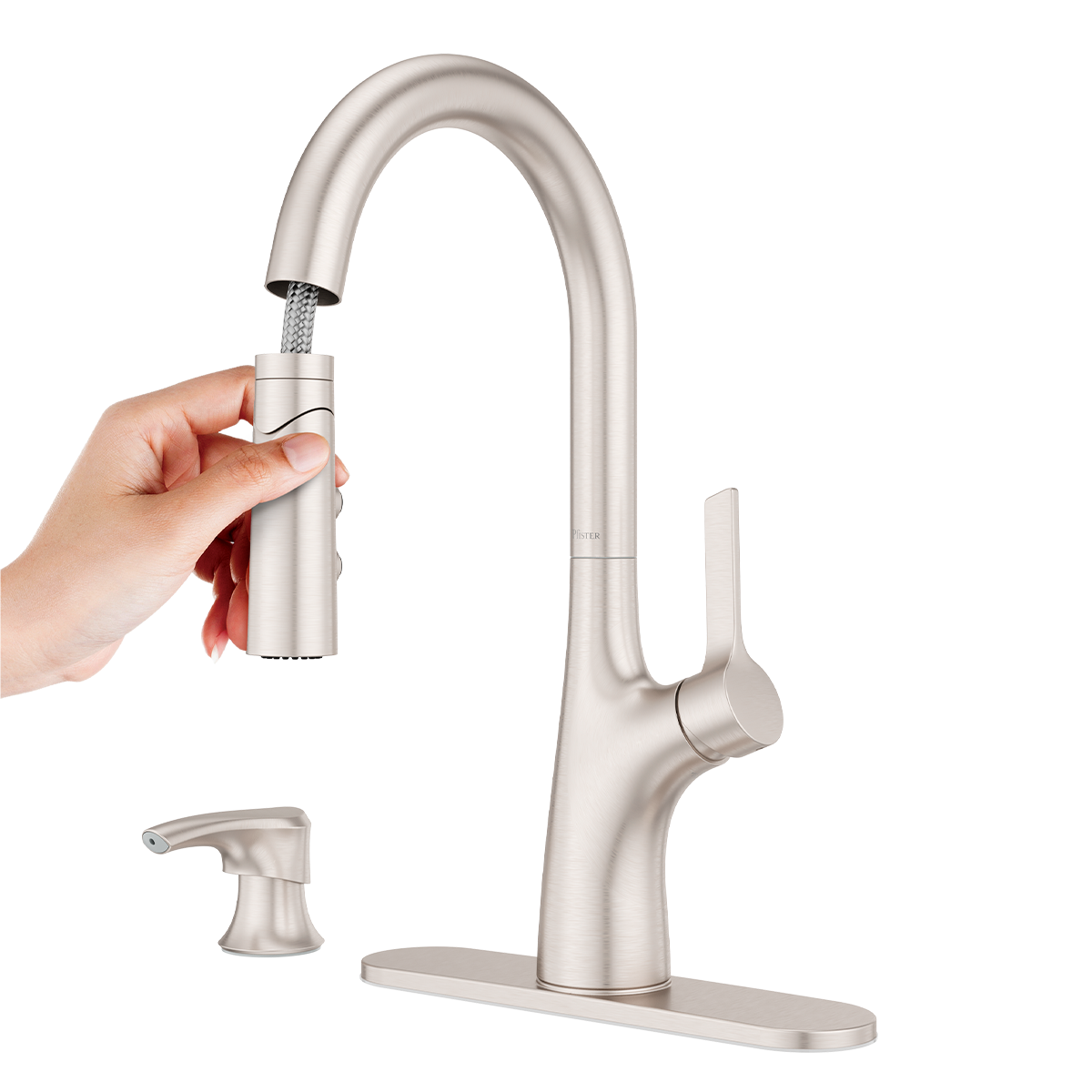 Grifería de Cocina Ceylon con Cabezal Extraíble Anti-Manchas en Cromo Mate