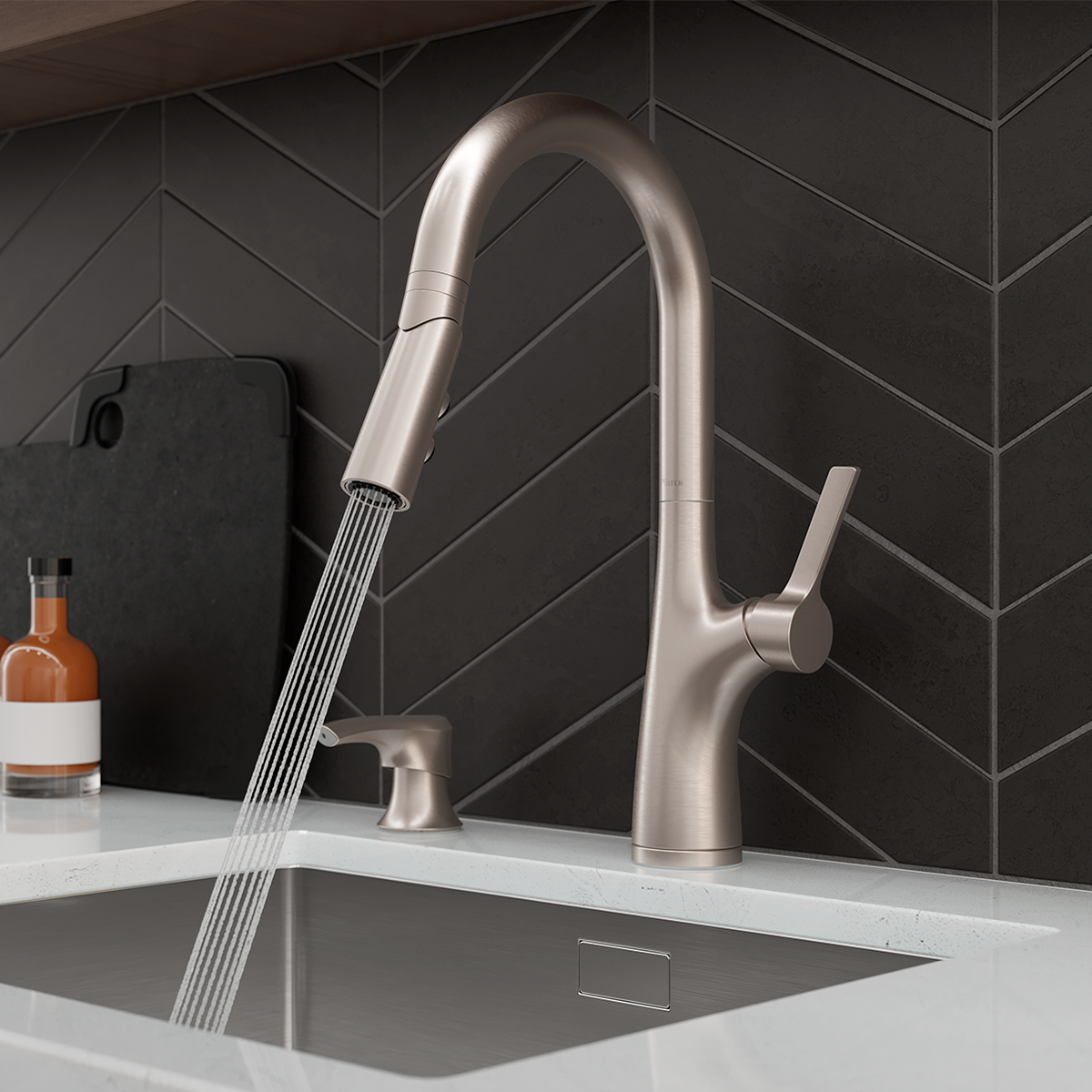 Grifería de Cocina Ceylon con Cabezal Extraíble Anti-Manchas en Cromo Mate