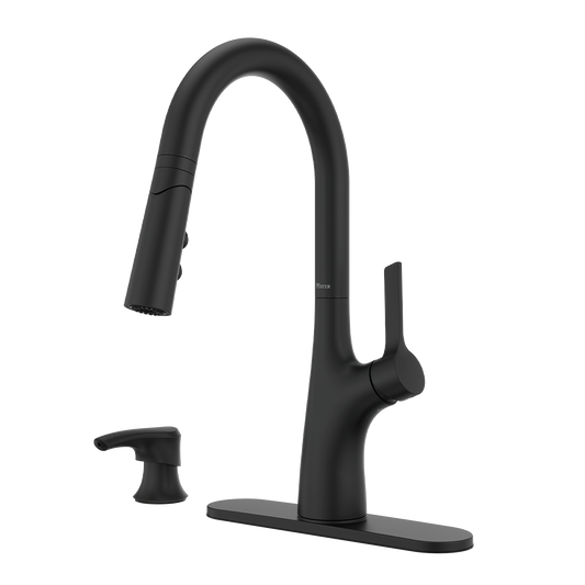 Grifería de Cocina Ceylon con Cabezal Extraíble Anti-Manchas en Negro Mate
