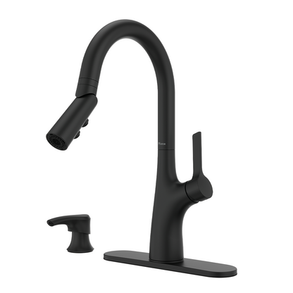 Grifería de Cocina Ceylon con Cabezal Extraíble Anti-Manchas en Negro Mate