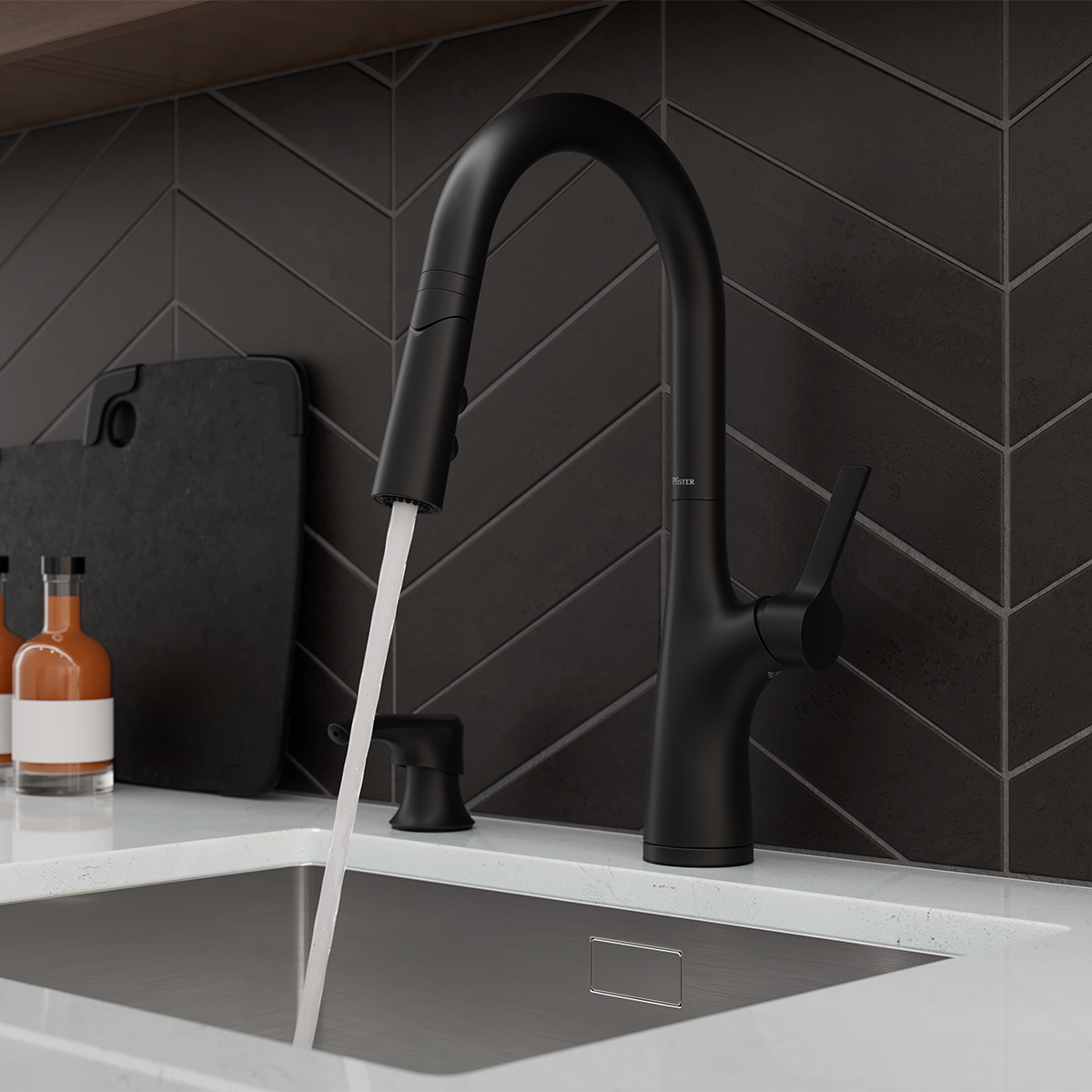 Grifería de Cocina Ceylon con Cabezal Extraíble Anti-Manchas en Negro Mate