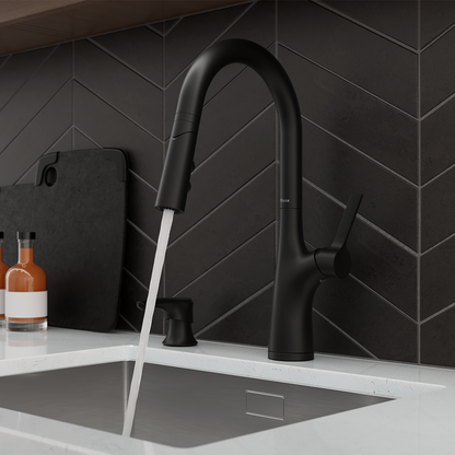 Grifería de Cocina Ceylon con Cabezal Extraíble Anti-Manchas en Negro Mate