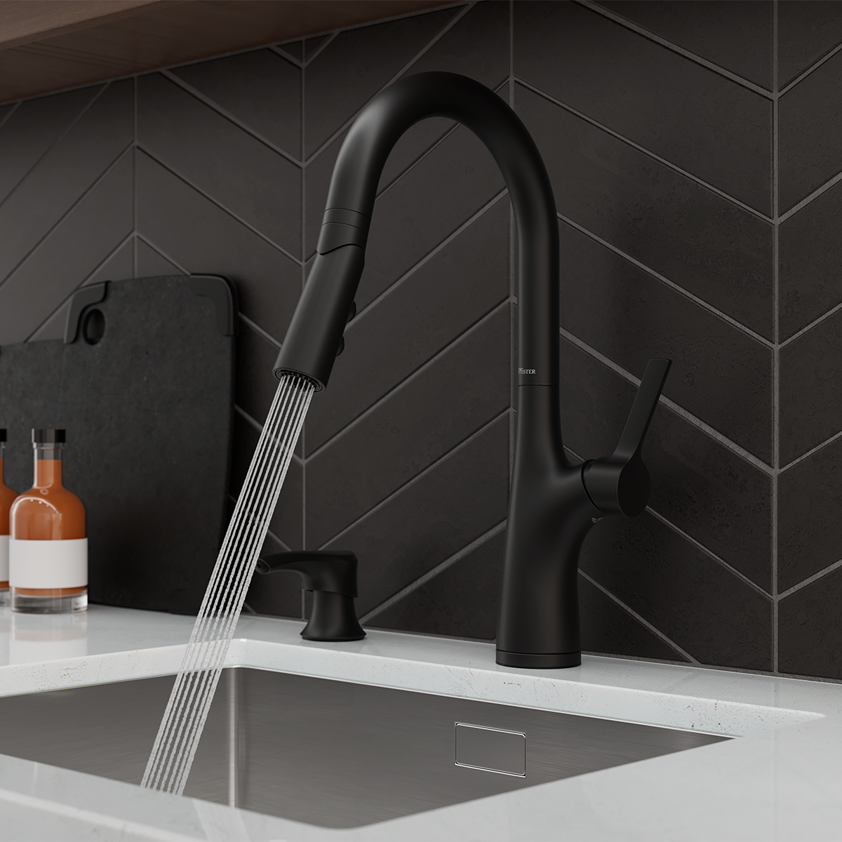 Grifería de Cocina Ceylon con Cabezal Extraíble Anti-Manchas en Negro Mate