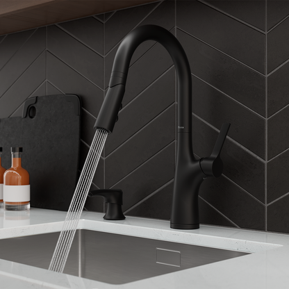 Grifería de Cocina Ceylon con Cabezal Extraíble Anti-Manchas en Negro Mate