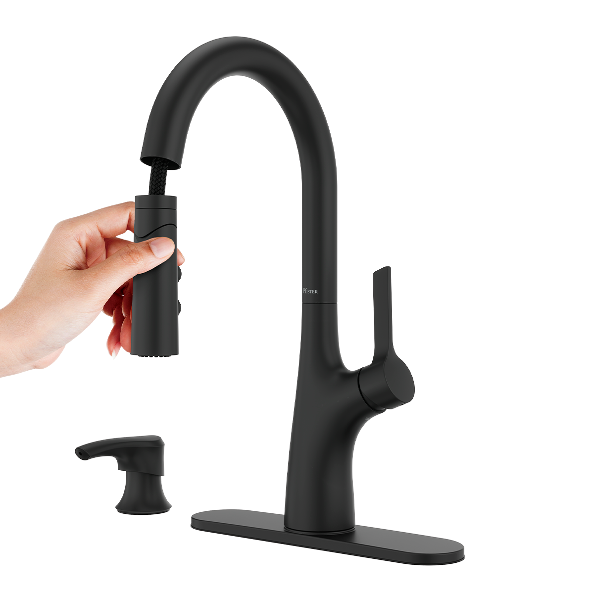 Grifería de Cocina Ceylon con Cabezal Extraíble Anti-Manchas en Negro Mate