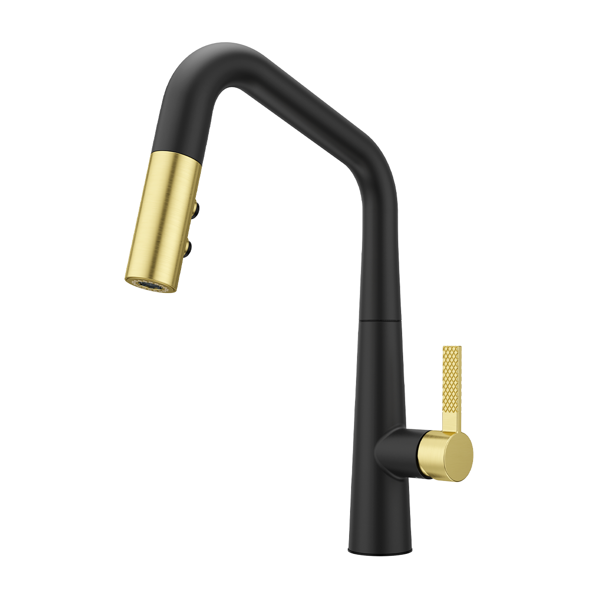 Grifería de Cocina Asari con Cabezal Extraíble en Negro y Oro