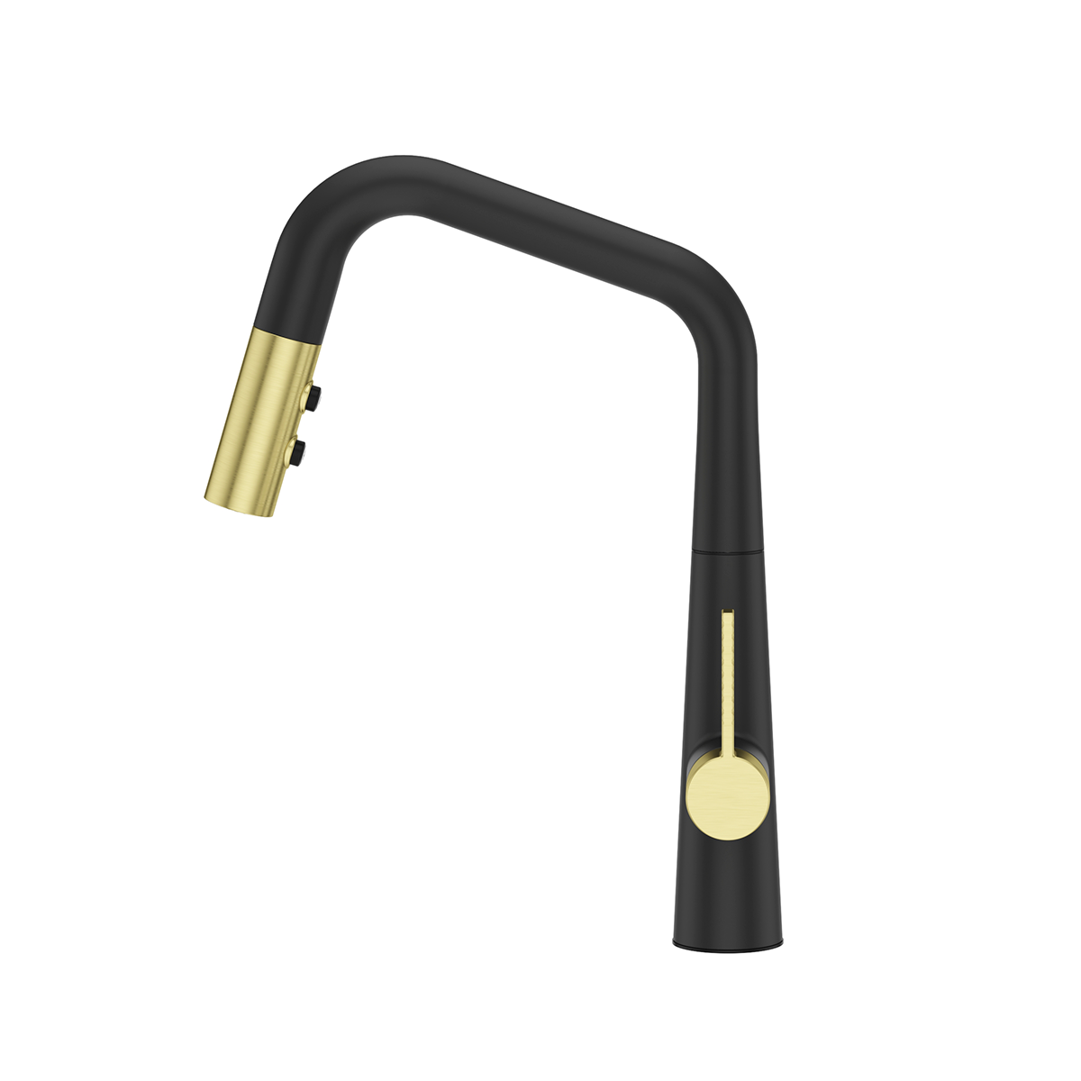 Grifería de Cocina Asari con Cabezal Extraíble en Negro y Oro