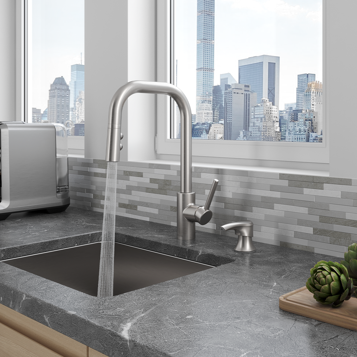 Grifería de Cocina Zanna con Cabezal Extraíble Anti-Manchas en Cromo Mate