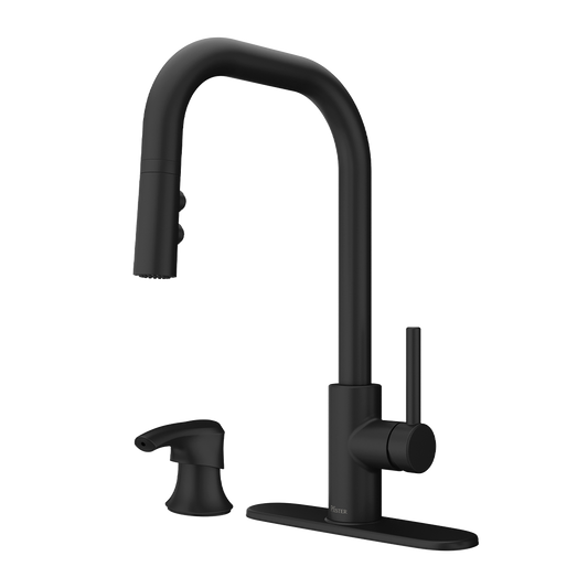 Grifería de Cocina Zanna con Cabezal Extraíble Anti-Manchas en Negro Mate