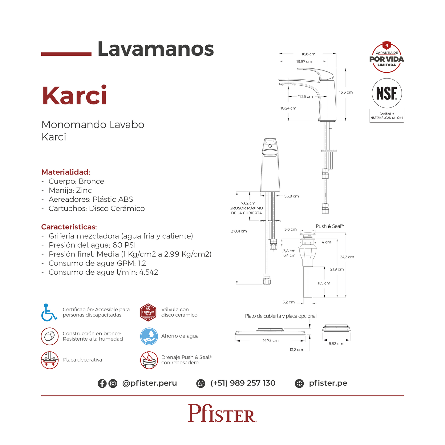 Grifería Mezcladora para Lavamanos Karci Negro Mate