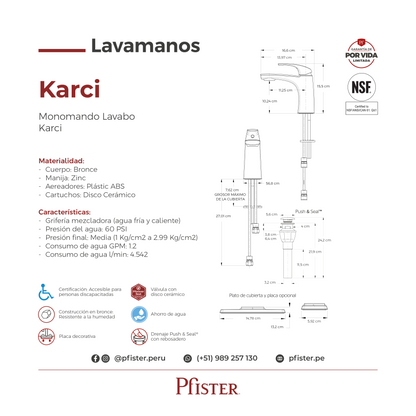 Grifería Mezcladora para Lavamanos Karci Negro Mate