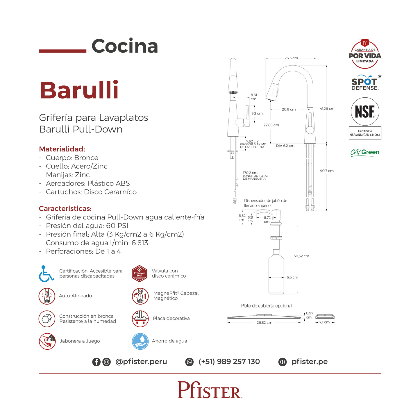 Grifería para Lavaplatos Barulli Pull-Down Negro Mate