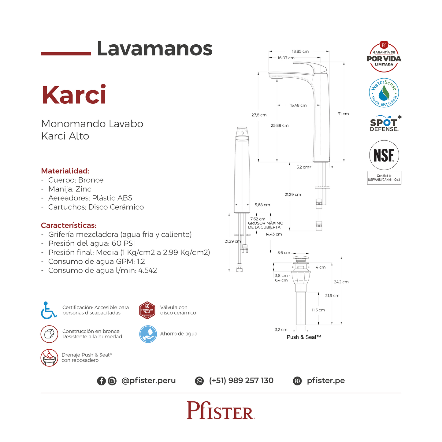 Grifería Mezcladora para Lavamanos Alto Karci Negro Mate