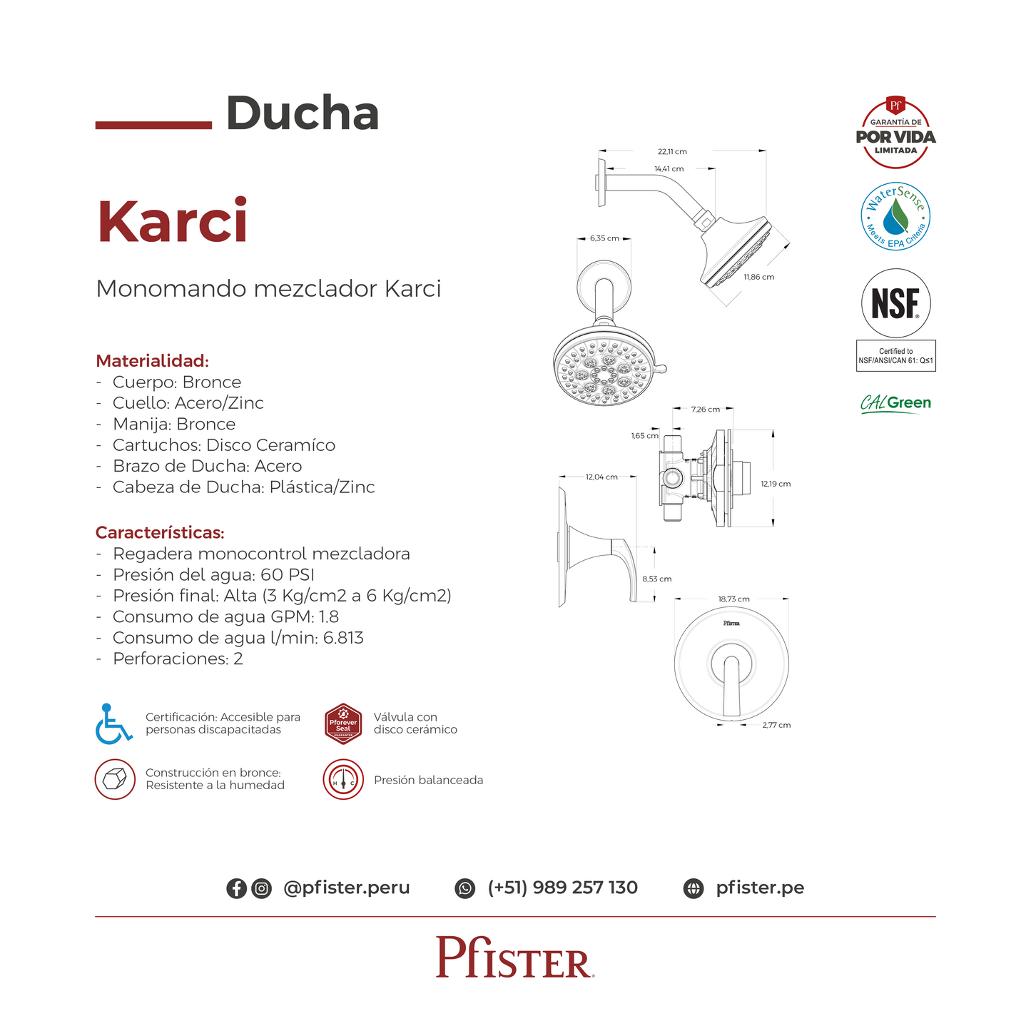 Ducha Monomando Mezclador Karci Negro Mate