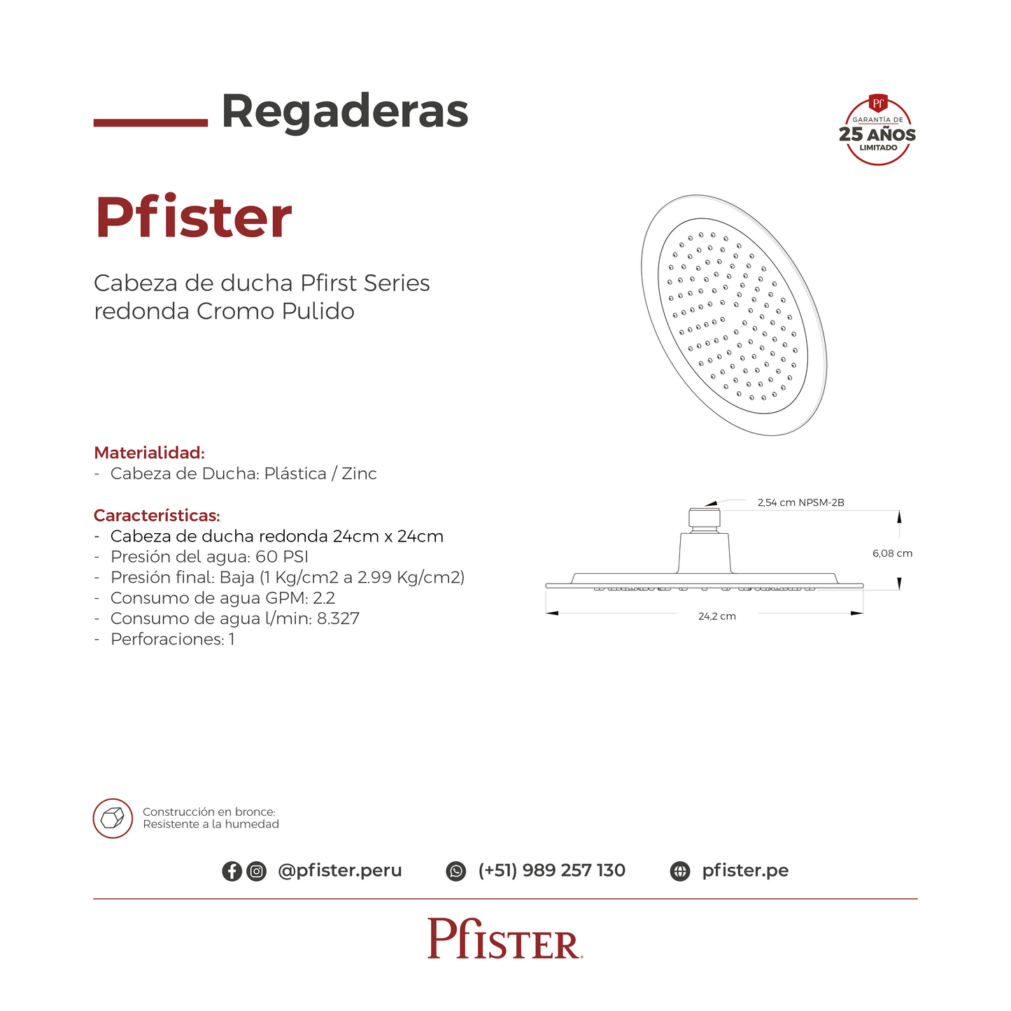 Cabezal de Ducha Pfirst Series Circular Cromo Pulido