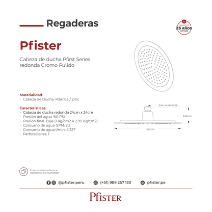 Cabezal de Ducha Pfirst Series Circular Cromo Pulido