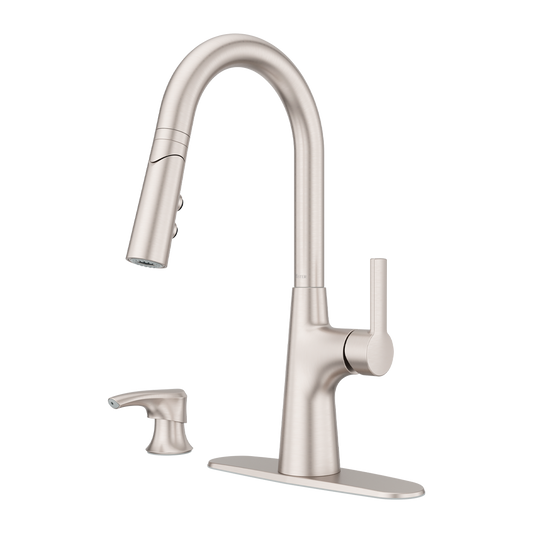 Grifería de Cocina Tasso con Cabezal Extraíble Anti-Manchas en Cromo Mate