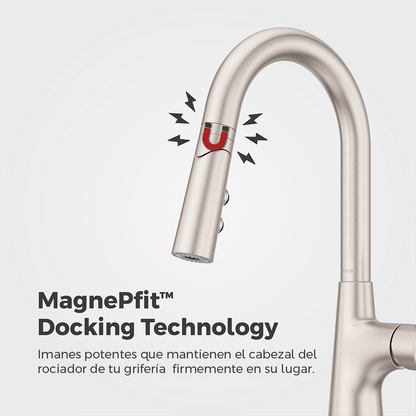 Grifería de Cocina Ceylon con Cabezal Extraíble Anti-Manchas en Negro Mate