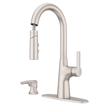 Grifería de Cocina Tasso con Cabezal Extraíble Anti-Manchas en Cromo Mate