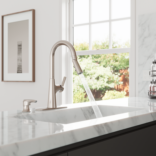 Grifería de Cocina Tasso con Cabezal Extraíble Anti-Manchas en Cromo Mate