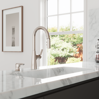 Grifería de Cocina Tasso con Cabezal Extraíble Anti-Manchas en Cromo Mate