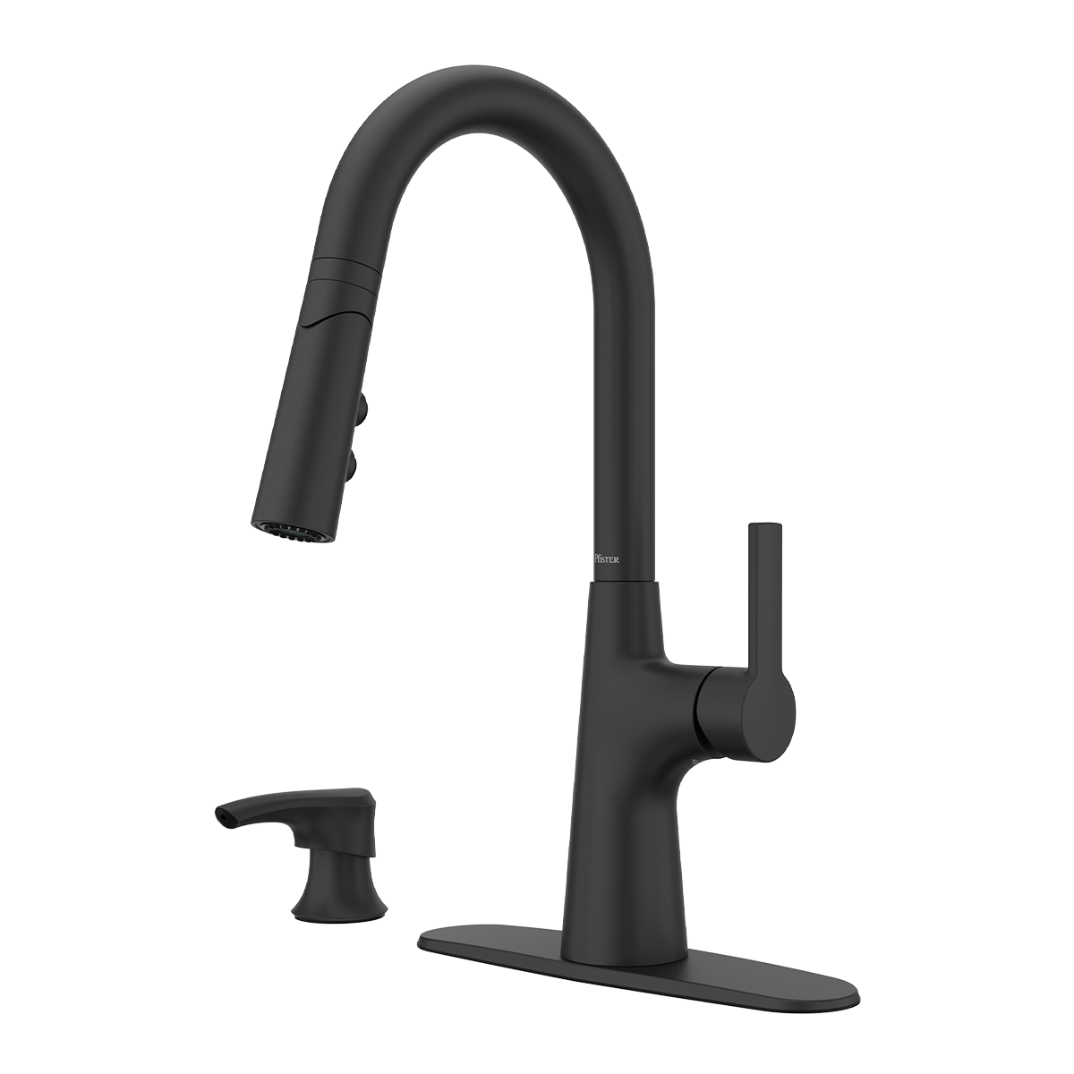 Grifería de Cocina Tasso con Cabezal Extraíble Anti-Manchas en Negro Mate