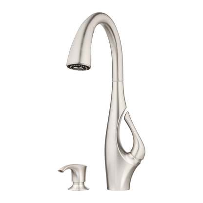 Grifería de Cocina Indira con Cabezal Extraíble Anti-Manchas en Cromo Mate