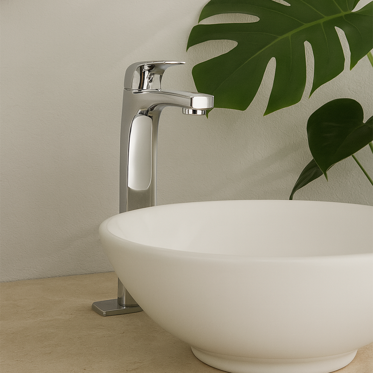 Grifería Mezcladora para Lavamanos Alto Karci Cromo Pulido