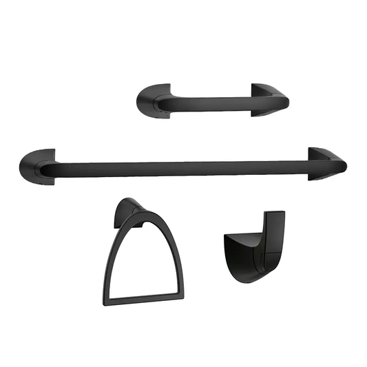 Set de Accesorios de Baño Karci Negro Mate – Barra, Aro y Portapapel