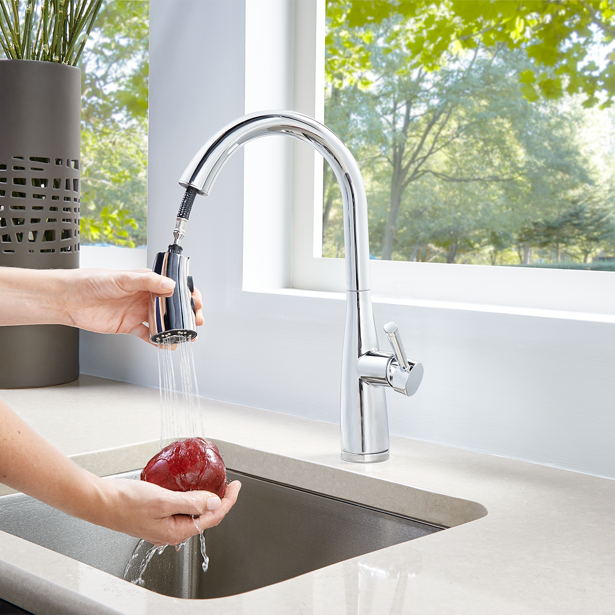 Grifería de Cocina Raya con Cabezal Extraíble en Cromo Pulido