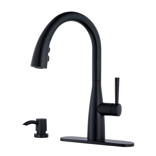 Grifería de Cocina Raya con Cabezal Extraíble en Negro Mate