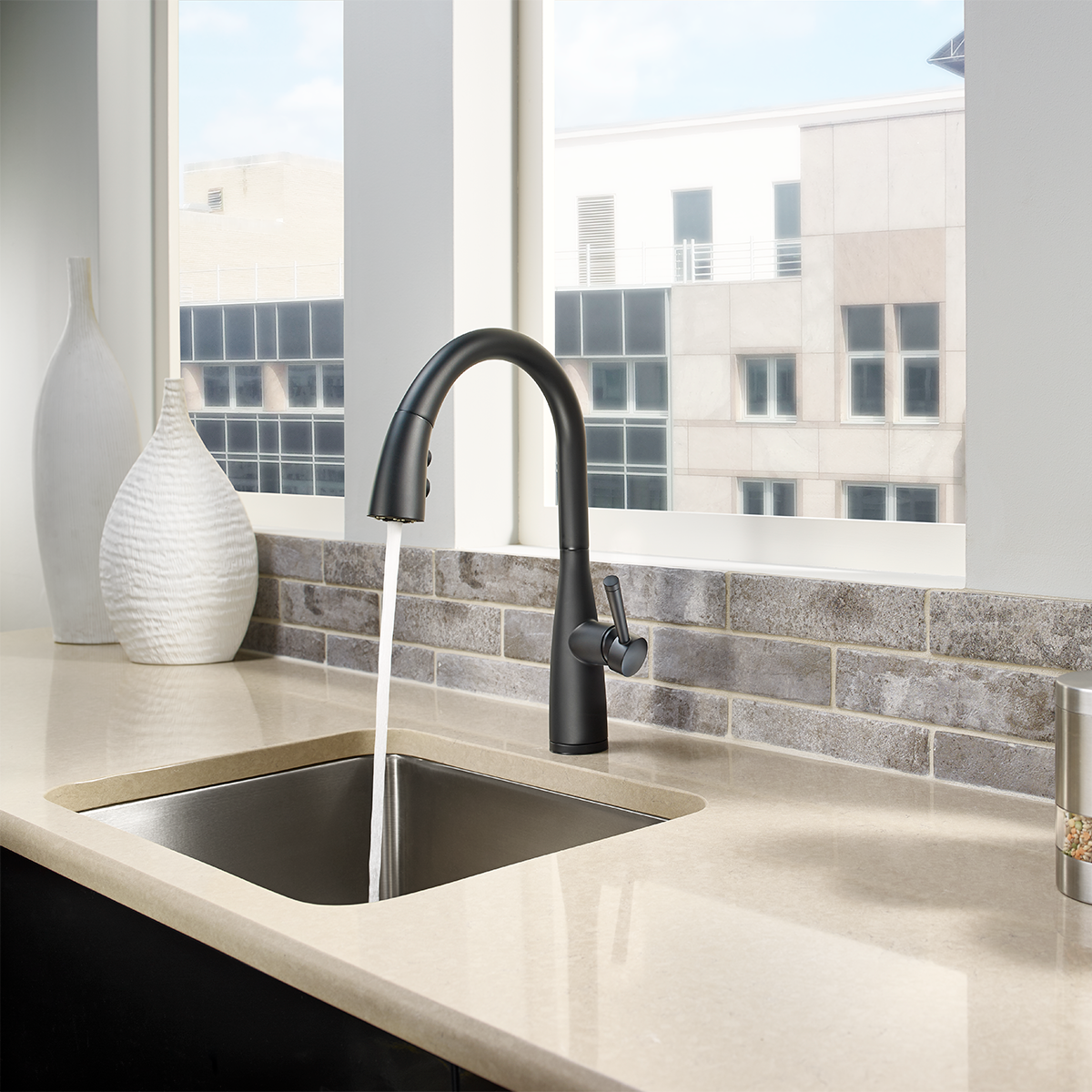 Grifería de Cocina Raya con Cabezal Extraíble en Negro Mate